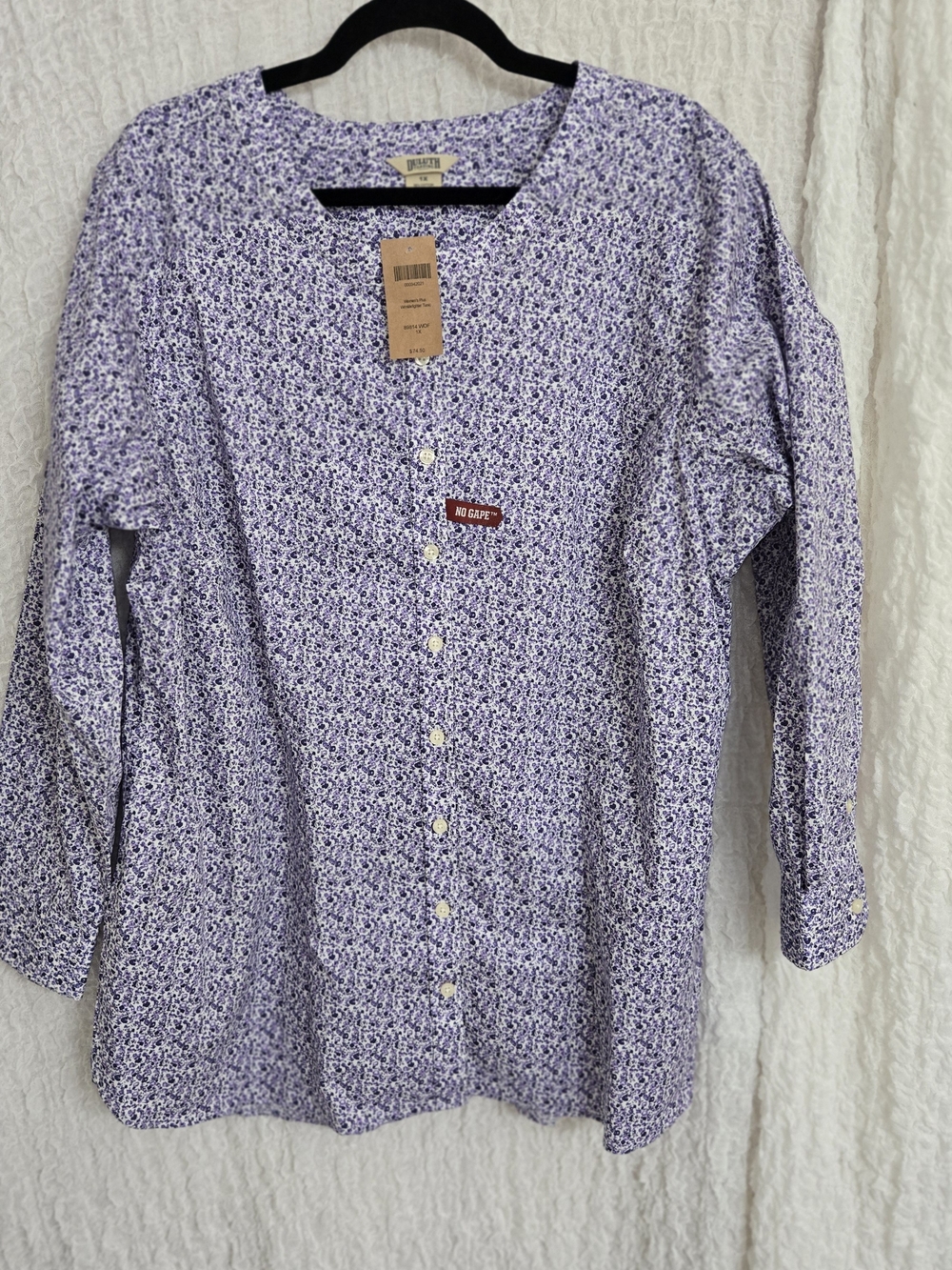 Duluth Trading Co Lavender Floral Button-Down Women’s Shirt Size 1x